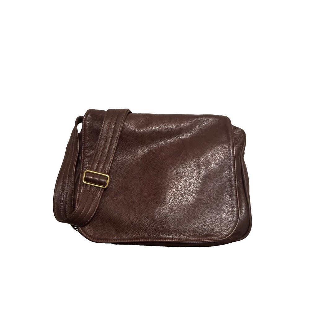 Vintage Romag Leather Messenger Shoulder Bag Brown